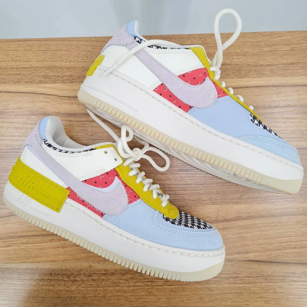 Nike Women's Multicolor Low-Top Sneakers - Light Blue, Pink, Yellow, White